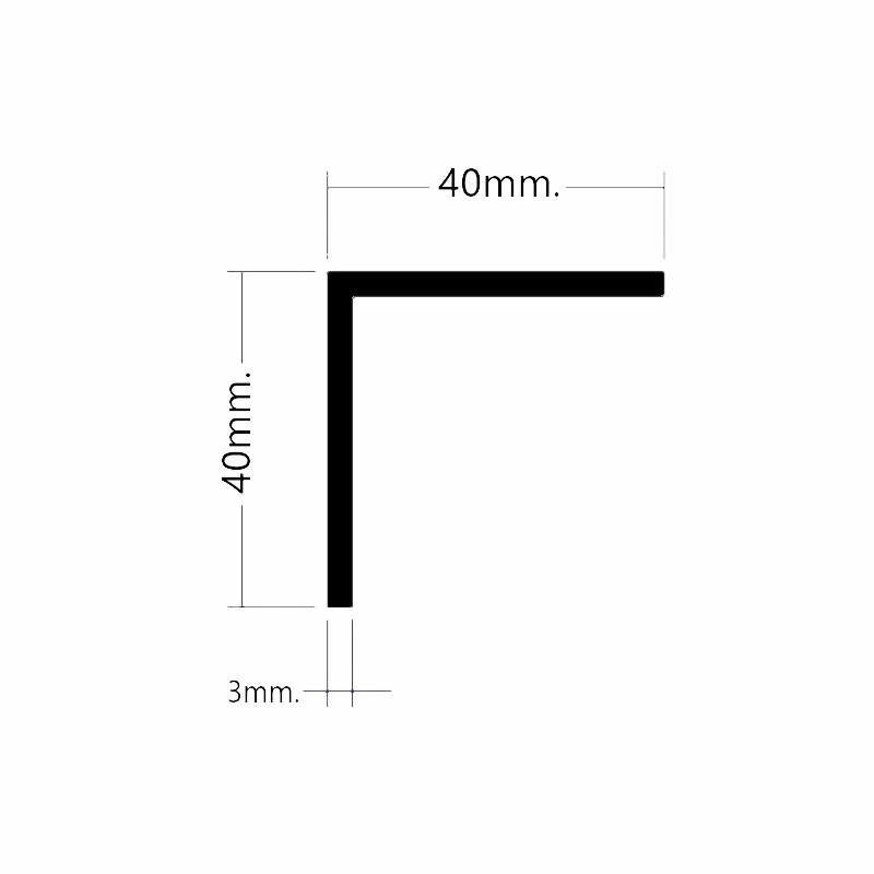 Angulo 40x40mm. de PVC