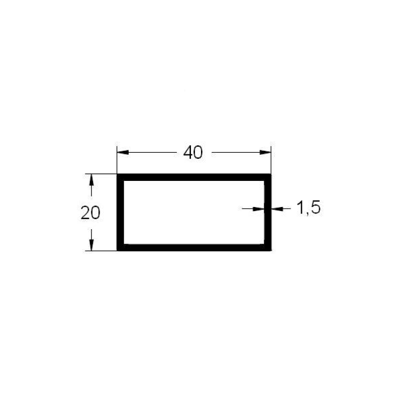 Tubo 40x20mm. de aluminio