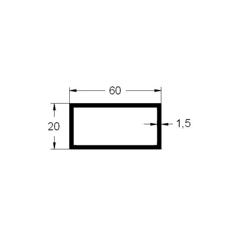 Tubo 60x20mm de aluminio Tubo 60x20mm de aluminio