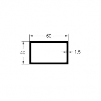 Tubo 60x40mm. de aluminio