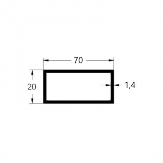 Tubo 70x20mm. de aluminio