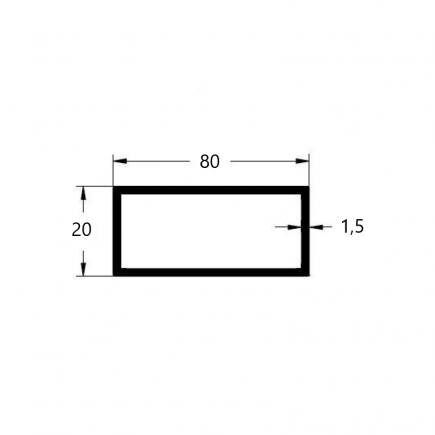 Tubo 80x20mm. de aluminio