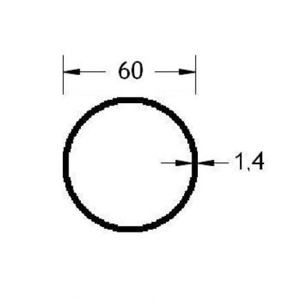 Tubo redondo 60mm. de aluminio