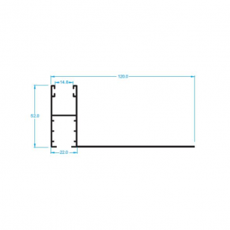 Guía 120mm de aluminio con ala trasera