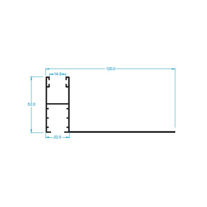Guía 120mm de aluminio con ala trasera Guía 120mm de aluminio con ala trasera