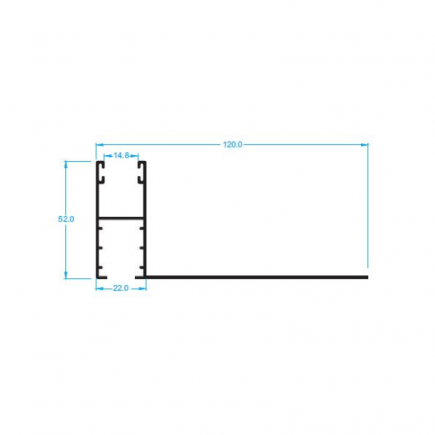 Guía 120mm de aluminio con ala trasera