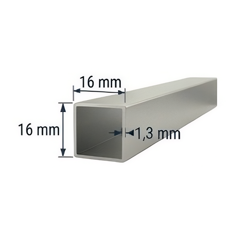 Tubo 16x16mm de aluminio