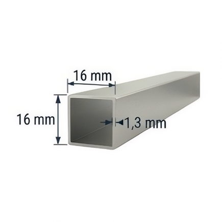 Tubo 16x16mm de aluminio