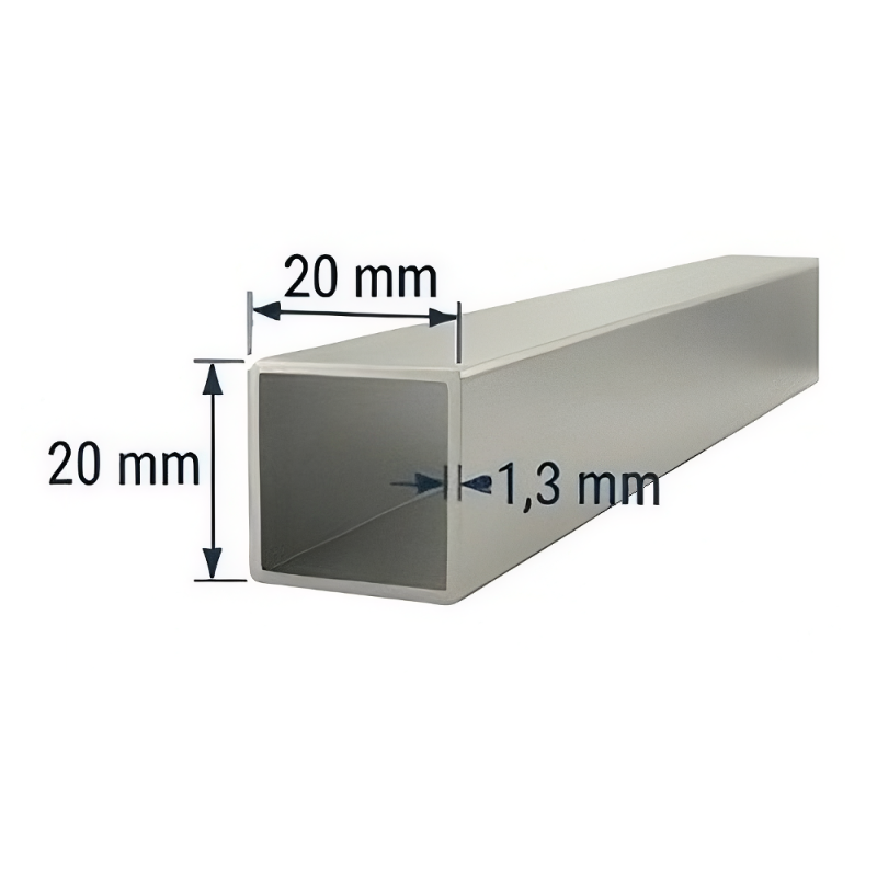 Tubo 20x20mm de aluminio