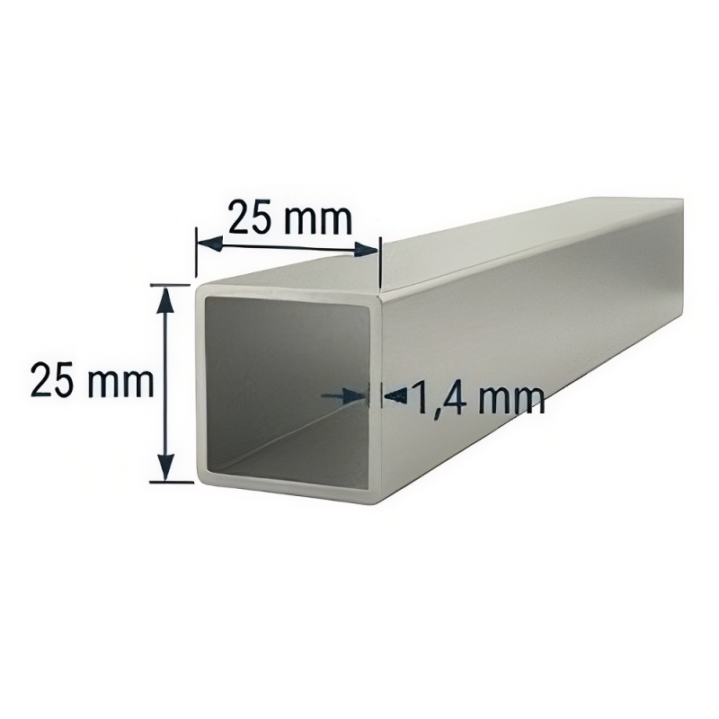 Tubo 25x25mm de aluminio Tubo 25x25mm de aluminio