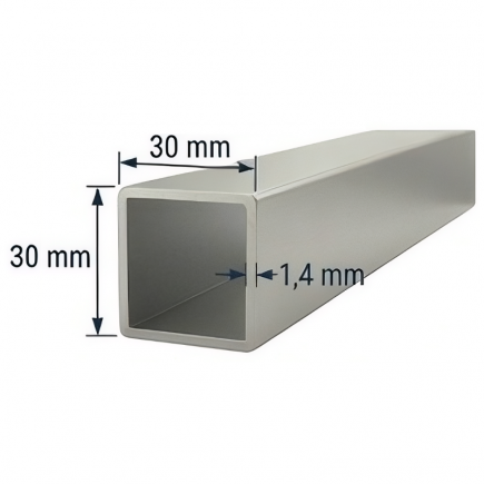 Tubo 30x30mm de aluminio