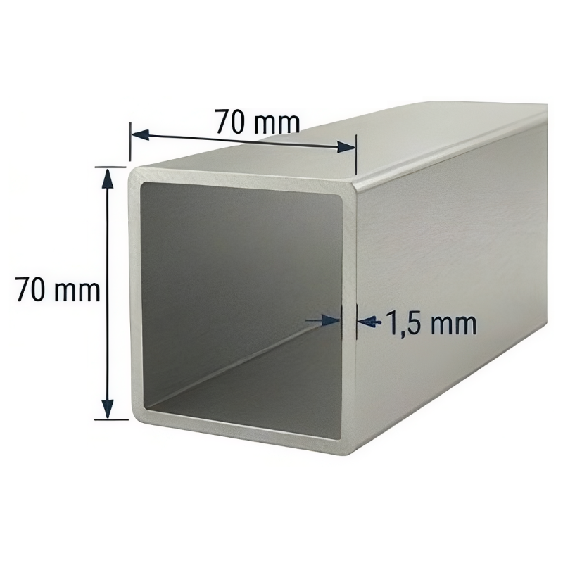 Tubo 70x70mm de aluminio