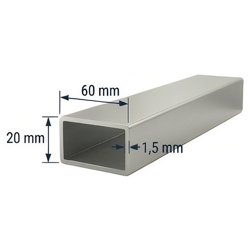 Tubo 60x20mm de aluminio
