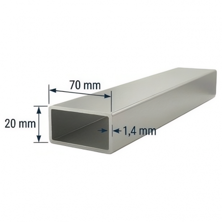 Tubo 70x20mm de aluminio