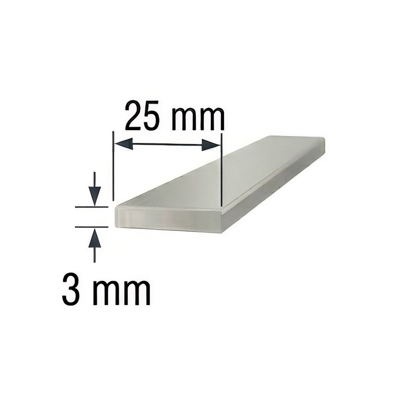 Pletina 25x3mm de aluminio