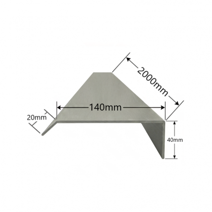 Visera de aluminio 140 x 2000mm Mod. 6