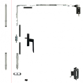 Kit oscilobatiente para ventana de aluminio de dos hojas