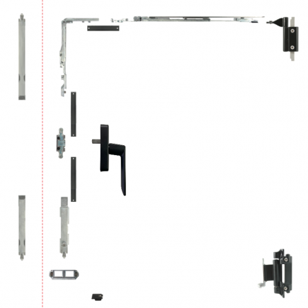 Kit oscilobatiente para ventana de aluminio de dos hojas
