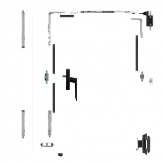Kit oscilobatiente para puerta de aluminio de dos hojas
