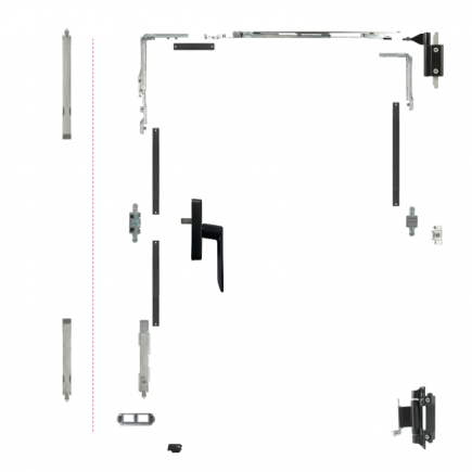 Kit oscilobatiente para puerta de aluminio de dos hojas