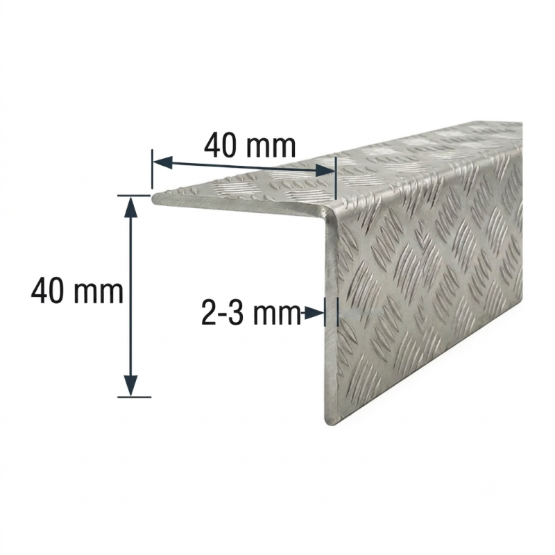 Angular de 40x40mm en chapa damero Angular de 40x40mm en chapa damero