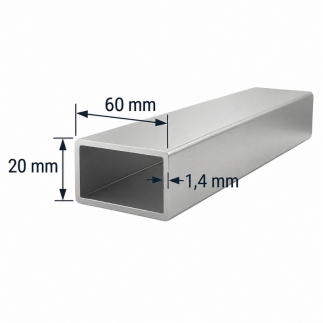 Tubo de Aluminio 60x20mm a medida | Alubama