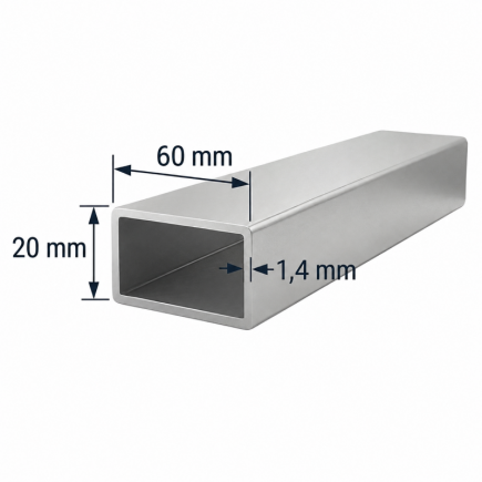 Tubo de Aluminio 60x20mm a medida | Alubama