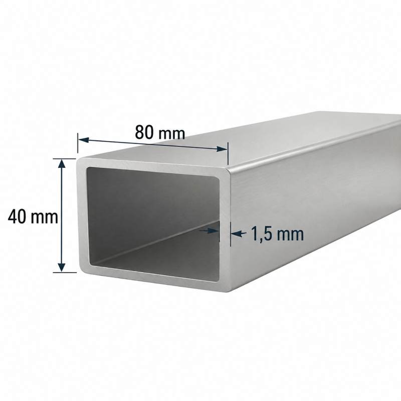 Tubo 80x40mm de aluminio Tubo 80x40mm de aluminio