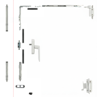 Kit oscilobatiente para ventana de aluminio de dos hojas